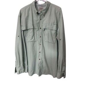 L.L.Bean Button Down Vented Shirt Men's XL Sage Green Outdoor Long Sleeves